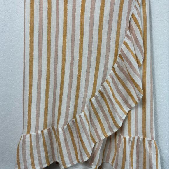 RAILS WOMENS LINEN BLEND AMBER STRIPED MINI DRESS SIZE MEDIUM YELLOW WHITE - Picture 6 of 6